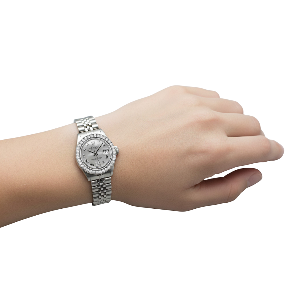 Jubilee-Armband, individuelle Diamant-Lünette, mittelgroße DateJust-Rolex-Uhr Edelstahl P5