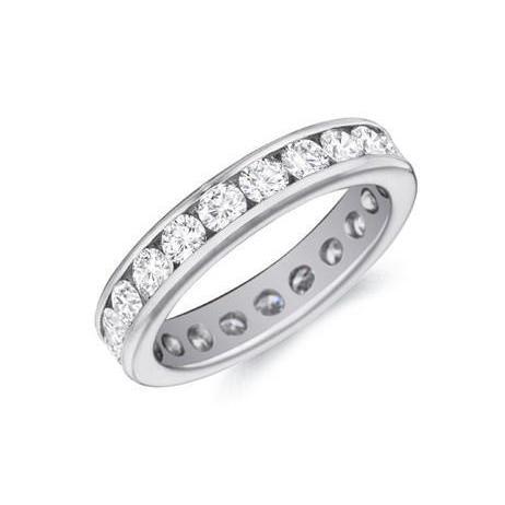 Kanalset 2,20 ct runder Echt Diamant Ehering Gold Weiß 14K