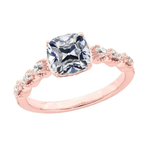Kissen Alter Minenschnitt Echt Diamantring Roségold 4.75 Karat Schmuck