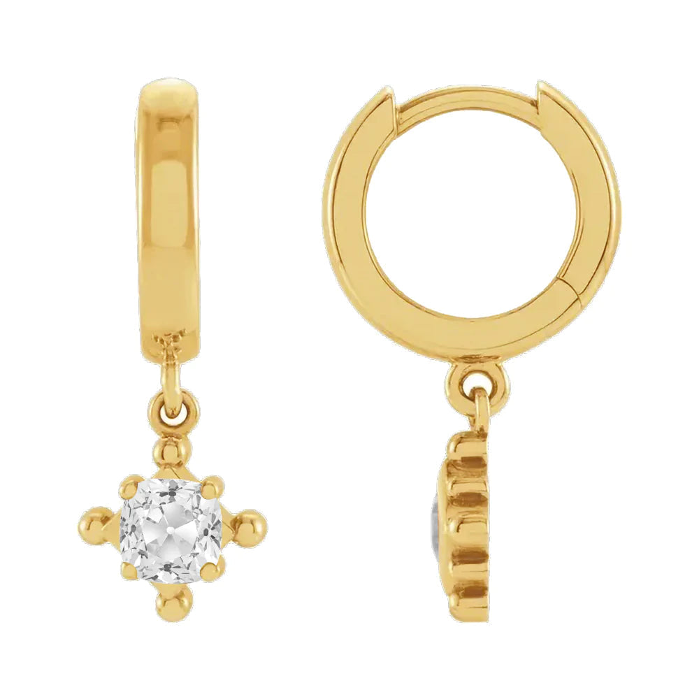 Kissen Altschliff Echt Diamant Tropfen Creolen Gelbgold 3 Karat