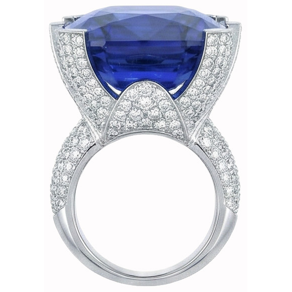 Kissen Ceylon blauer Saphir und runde Aus der Erde Abgebauter Natürlicher Diamanten 8.51 Karat Ring