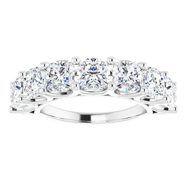 Kissen Echt Diamant Halbe Ewigkeit Band 5,25 Karat geteilte Prong Weißgold