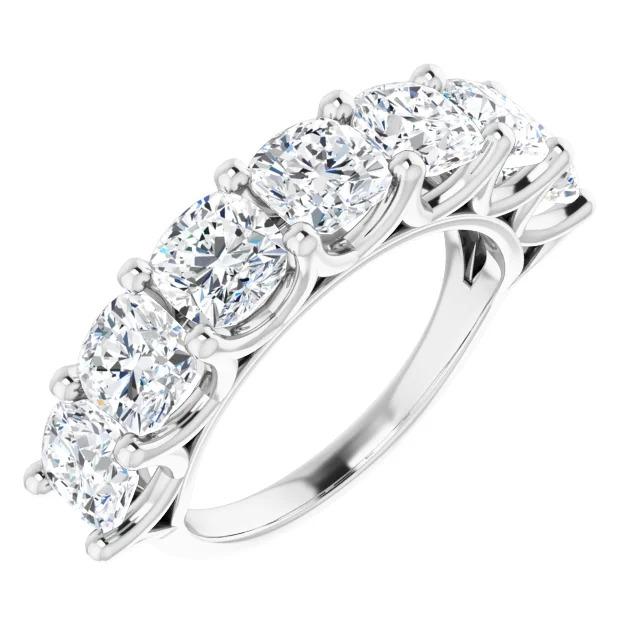 Kissen Echt Diamant Halbe Ewigkeit Band 5,25 Karat geteilte Prong Weißgold