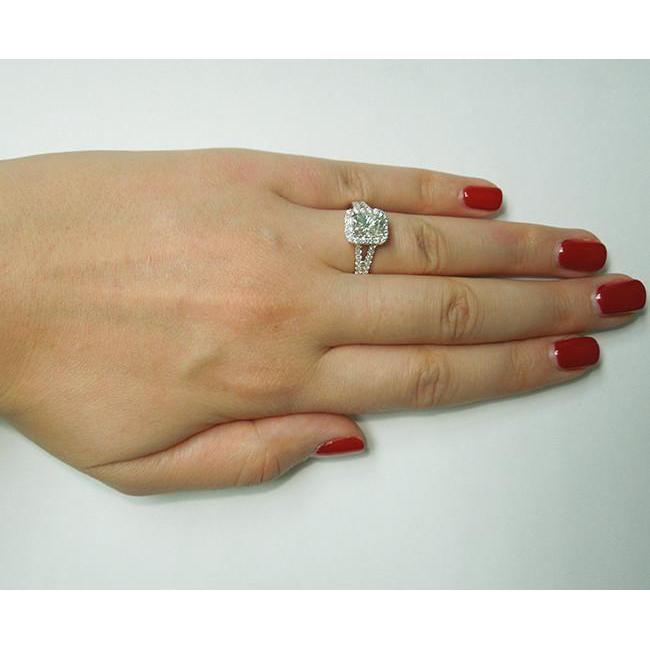 Kissen Echt Diamant Royal Halo Verlobungsring 2.75 Karat Weißgold 14K