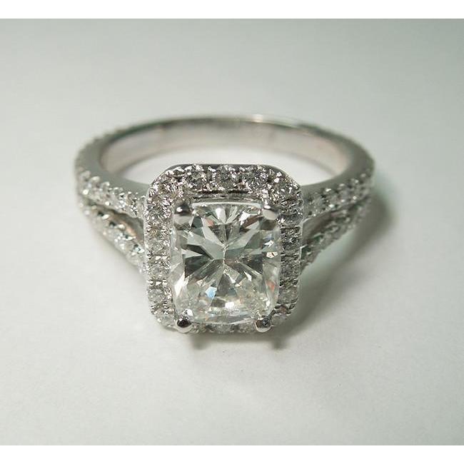 Kissen Echt Diamant Royal Halo Verlobungsring 2.75 Karat Weißgold 14K