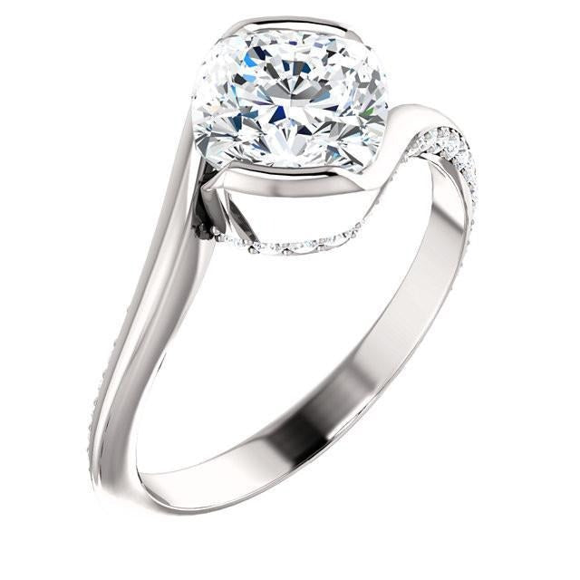 Kissen Echt Aus der Erde Abgebauter Natürlicher Diamant Verlobungsring 1.91 Karat Weißgold 14K