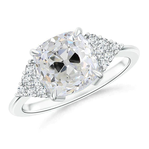 Kissen Echt Diamantring Alteuropäischer 5 Karat Weißgold Krappenfassungen