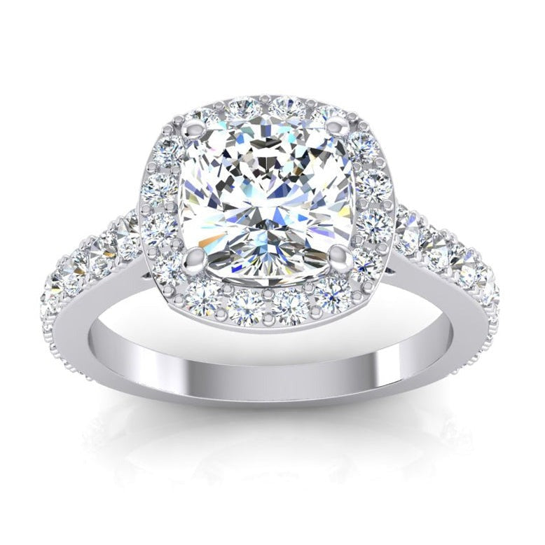 Kissen-Halo-Echt Aus der Erde Abgebauter Natürlicher Diamantring aus Weißgold