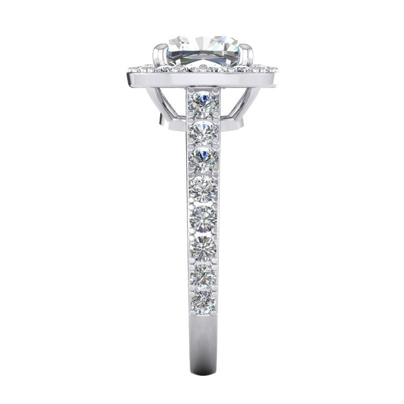 Kissen-Halo-Echt Aus der Erde Abgebauter Natürlicher Diamantring aus Weißgold