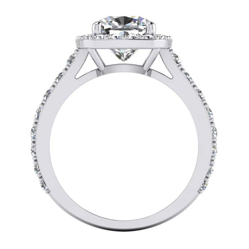 Kissen-Halo-Echt Aus der Erde Abgebauter Natürlicher Diamantring aus Weißgold