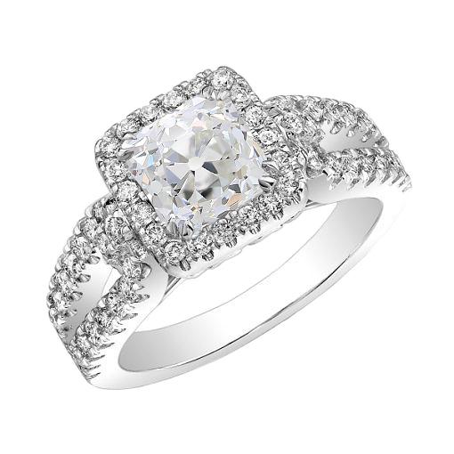 Kissen Halo Ring alter Bergmann Echt Diamant Split Shank Schmuck 4,75 Karat