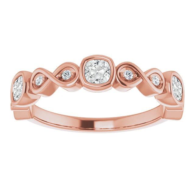 Kissen Old Cut Echt Diamant Halbe Ewigkeit Band Lünette Set 5.25 Karat