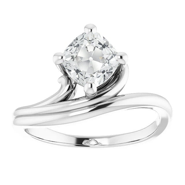 Kissen Old Cut EchtDiamant Solitaire Ring 4 Zinken Split Schaft 5 Karat