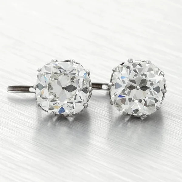 Kissen Old Mine Cut 3 Karat Echt Diamanten Ohrstecker Weißgold 14K