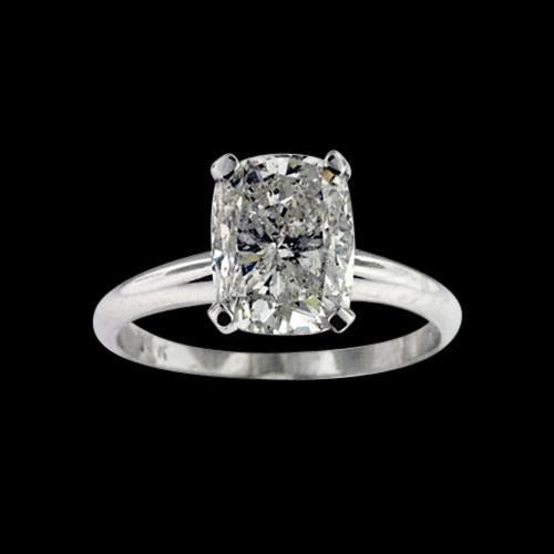 Kissen Schliff 2.25 Karat Echt Aus der Erde Abgebauter Natürlicher Diamant Solitärring 14K Gold Weiß