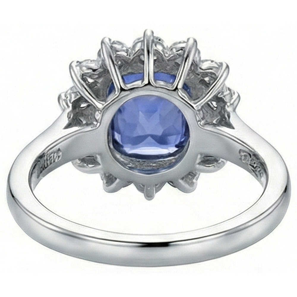 Kissen Tansanit 4.30 Karat Aus der Erde Abgebauter Natürlicher Diamanten Halo Ring Weißgold 14K