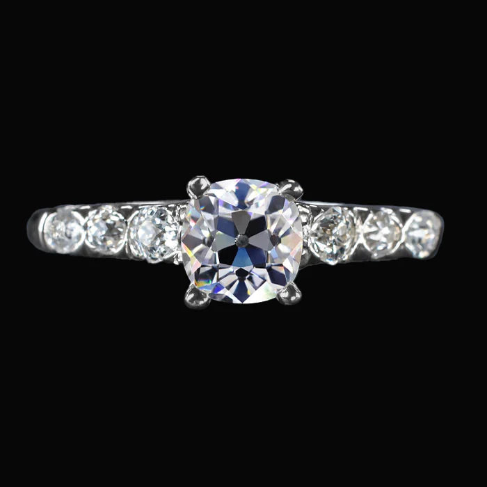 Kissen alter Bergmann Echt Diamant Damenring mit Akzenten Krappen Set 3 Karat