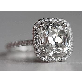 Kissen alter Bergmann Natürlich Diamant Halo Verlobungsring 1.50