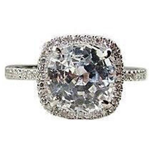 Kissen alter Bergmann Natürlich Diamant Halo Verlobungsring 1.50 Kt Weißgold 14K