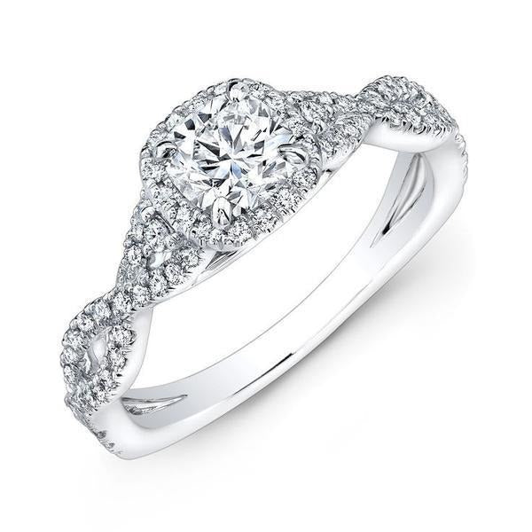 Kissen & runder Echt Diamant-Ehering Halo 1.60 ct Weißgold Schmuck