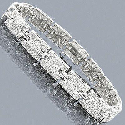 Kleine Runde 17,50 Karat Echt Diamanten Herren Gliederarmband 14K WG Neu