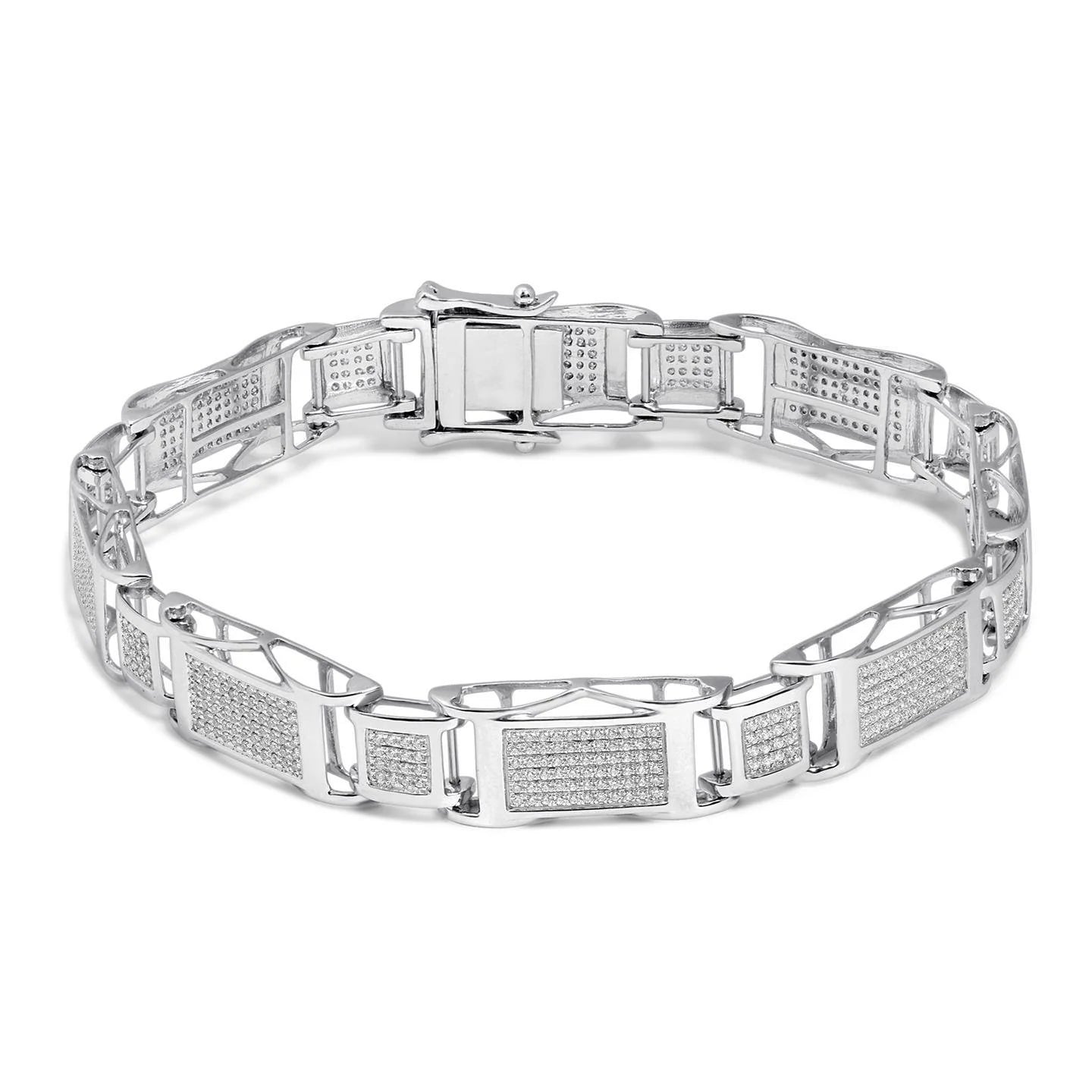 Kleines Brillantschliff 8,90 Karat Echt Diamanten Herrenarmband 14K Weißgold