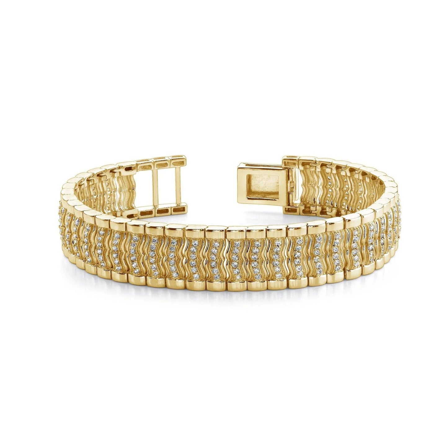 Kleines Herrenarmband mit 6 Karat Echt Diamanten im Rundschliff 14K Gold Gelb