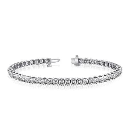 Kleines Tennisarmband mit Echt 5 Karat Aus der Erde Abgebauter Natürlicher Diamanten im Rundschliff Gold Weiß 14K
