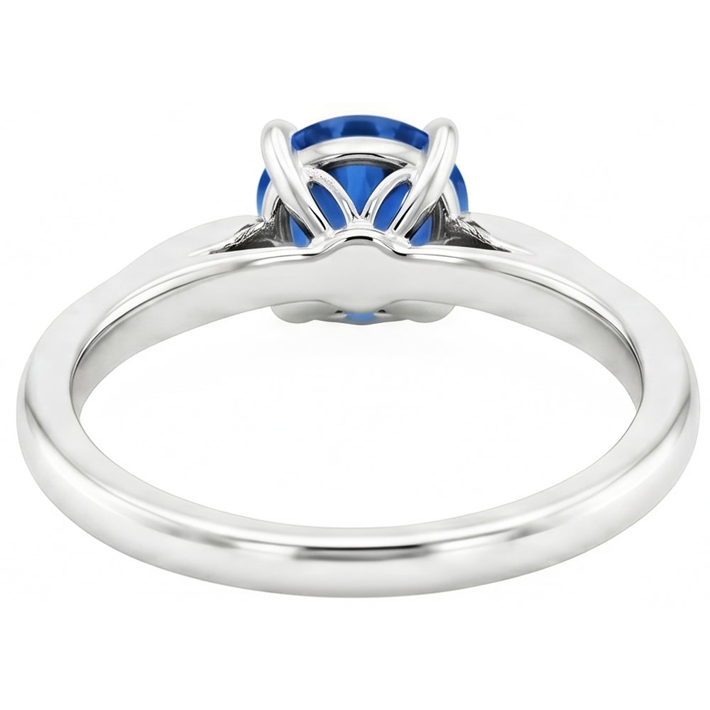 Krappenset 2.40 Karat Rundschliff Ceylon Saphir & Aus der Erde Abgebauter Natürlicher Diamanten Ring WG 14K
