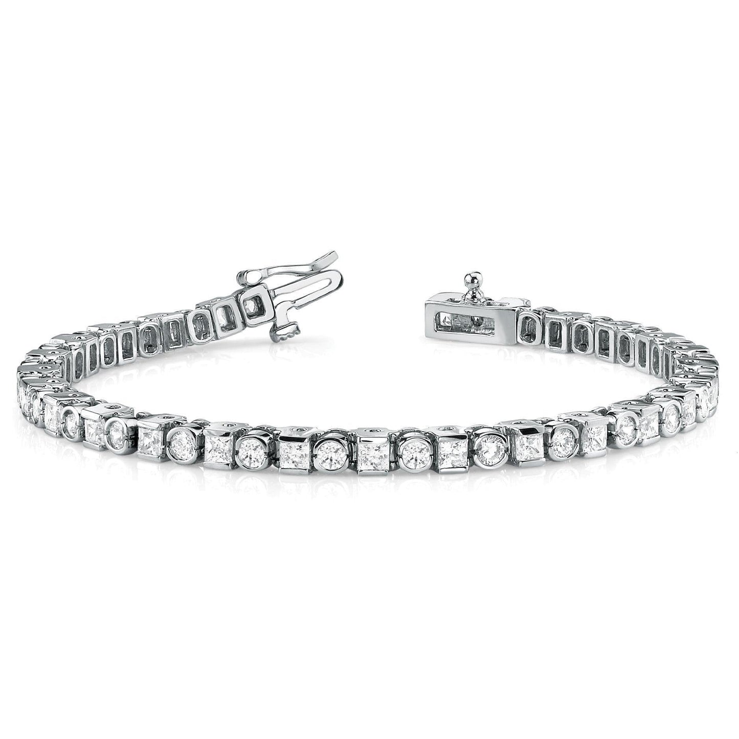 Krappenset Rund Echt Diamant Tennis S Style Armband Weißgold 6 Kt