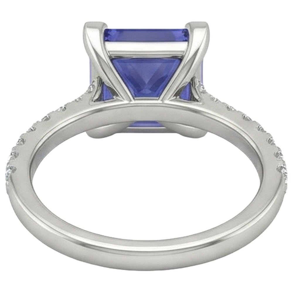Krappenset Tansanit und Aus der Erde Abgebauter Natürlicher Diamanten 3.80 Karat Ring Weißgold 14K