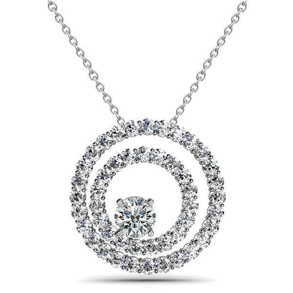 Kreis Anhänger Halskette 1.49 Karat Wunderschöne Echt Aus der Erde Abgebauter Natürlicher Diamanten Weißgold 14K Neu