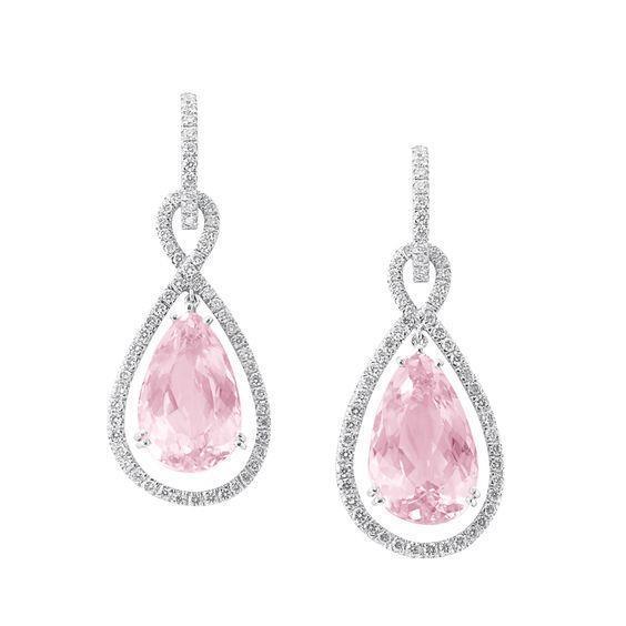 Kunzit-Edelstein-Diamant-Ohrringe
