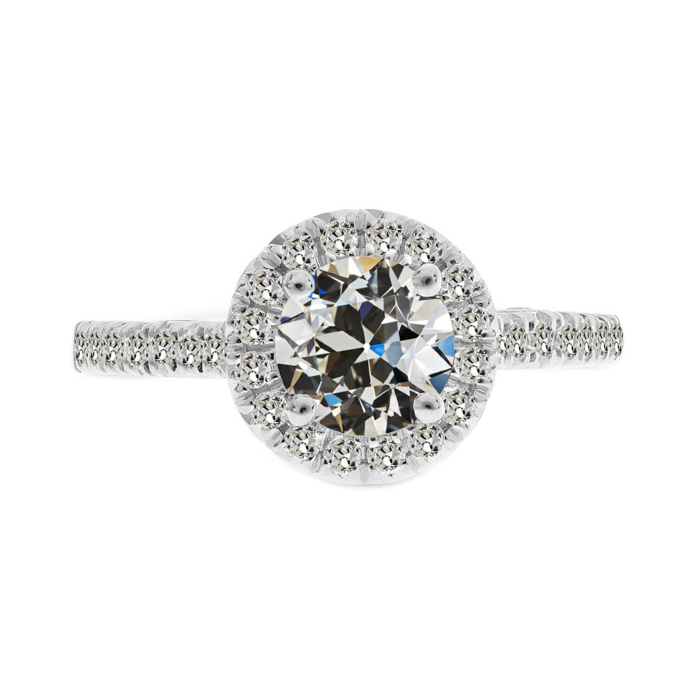 Old Mine Cut Brillant Ring in 14K Weißgold – Hauptansicht