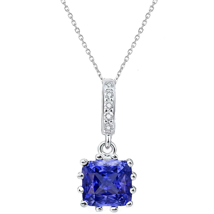 Radiant-Schliff Blauer Saphir Ring in 14 Karat Weißgold – Hauptansicht
