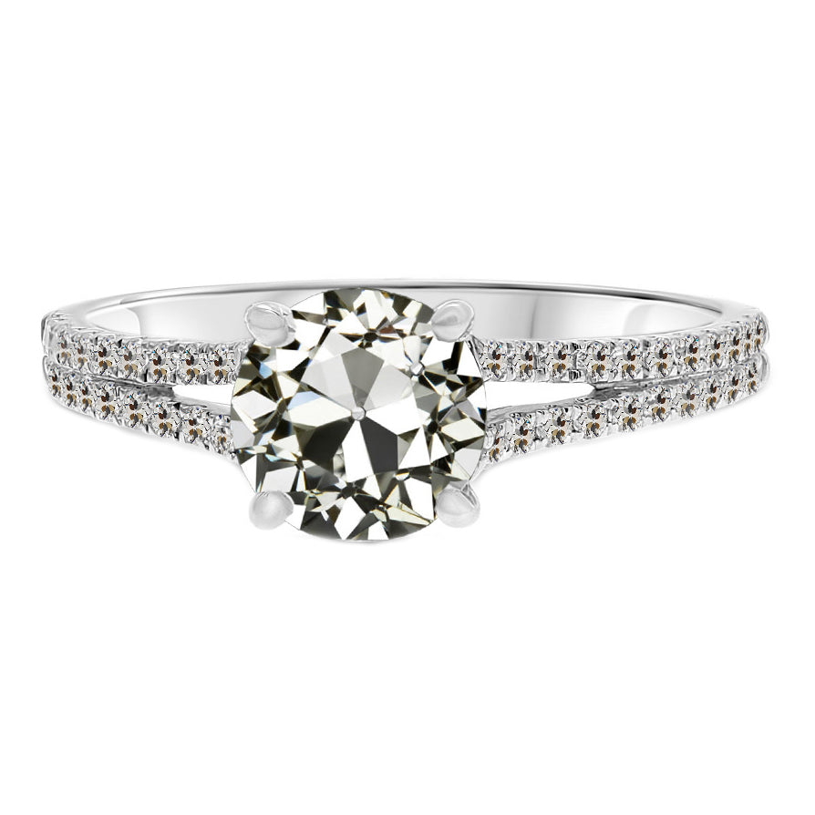 Old Mine Cut Edler Diamant Ring in 14K Weißgold – Hauptansicht