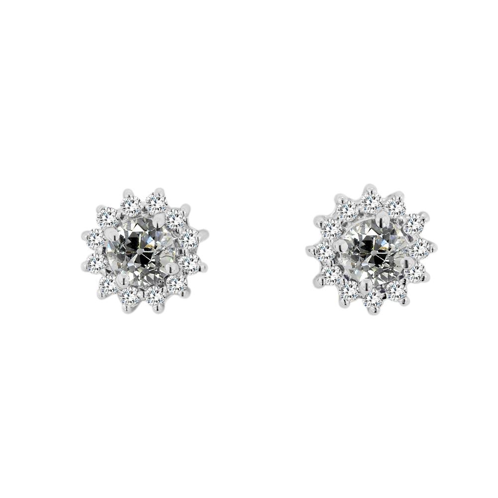 Lady's Halo Echt Diamant Studs Runden Old Mine Cut Star Style 4 Karat
