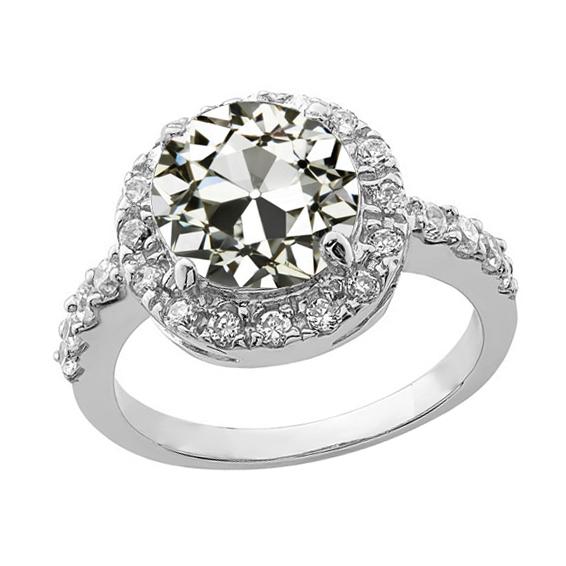 Lady's Runden alter Bergmann Echt Diamant Halo Ring mit Akzenten 4 Karat Gold
