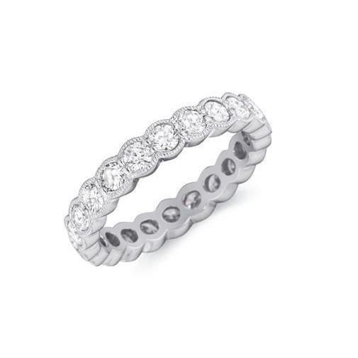 Lünette Set 2,20 ct Rundschliff Echt Diamanten Eternity Band Gold Weiß 14K