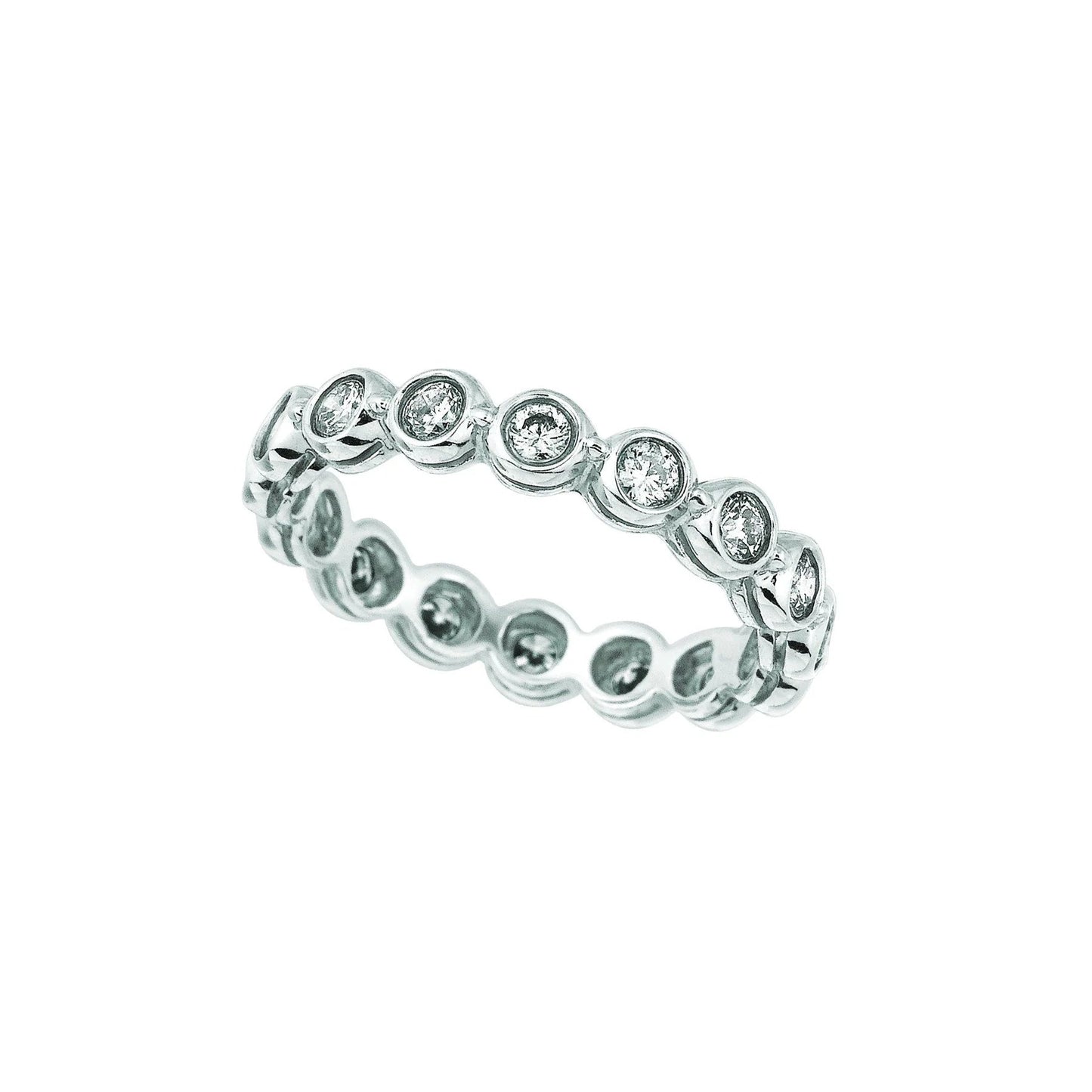 Lünette Set Echt Diamant Eternity Band 1,60 Karat 14K Weißgold Schmuck