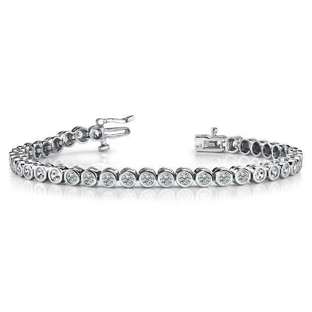 Lünette Set Rundschliff 8 Karat Echt Aus der Erde Abgebauter Natürlicher Diamanten Armband Gold Weiß 14K