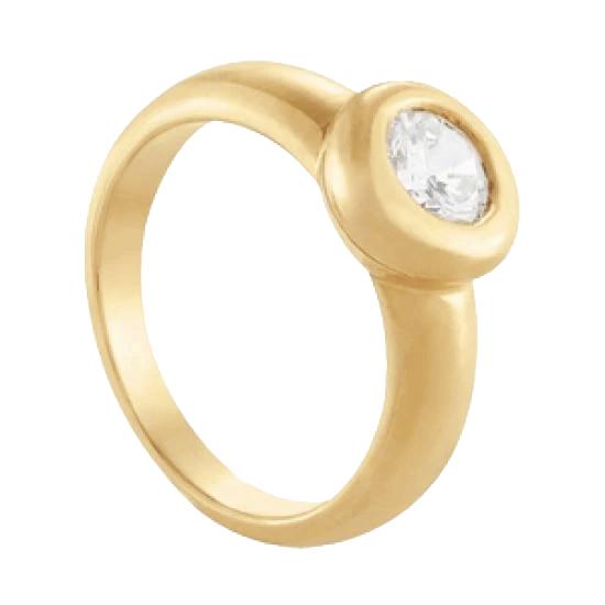 Lünettenfassung runder Echt Diamant 1.01 Karat Solitärring Gelbgold 14K