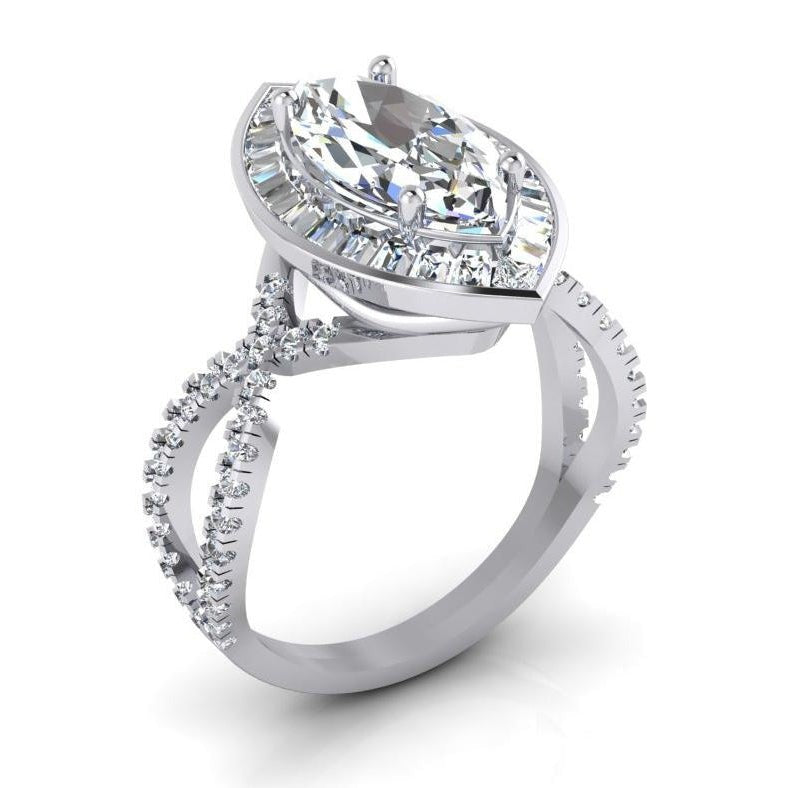Marquise Heiligenschein Echt Diamant-Verlobungsring 5.50 Karat Damenschmuck
