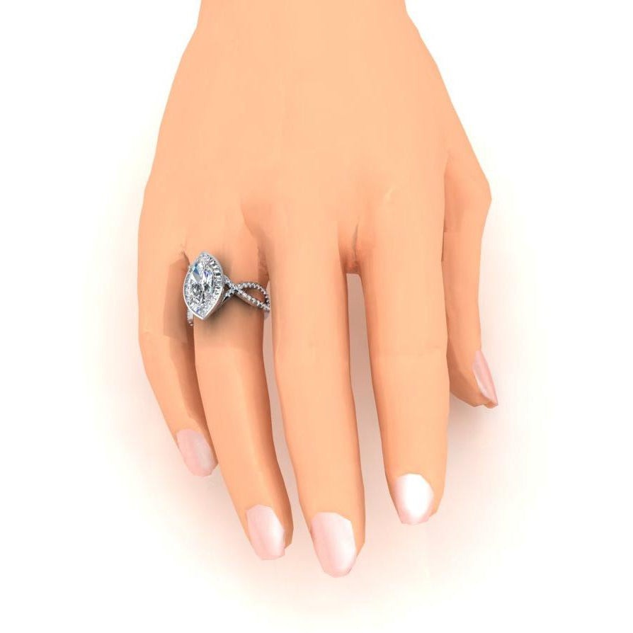 Marquise Heiligenschein Echt Diamant-Verlobungsring 5.50 Karat Damenschmuck