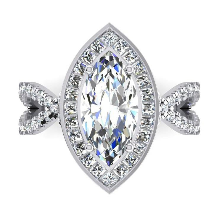 Marquise Heiligenschein Echt Diamant-Verlobungsring 5.50 Karat Damenschmuck