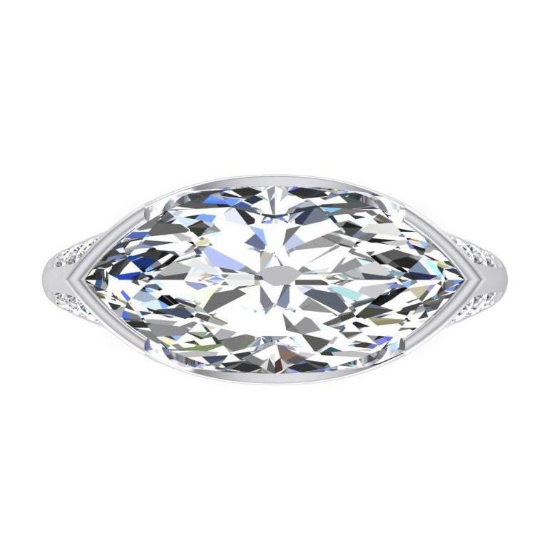 Marquise Old Cut Echt Diamant-Verlobungsring mit V-Krapfen. 5.75 Karat