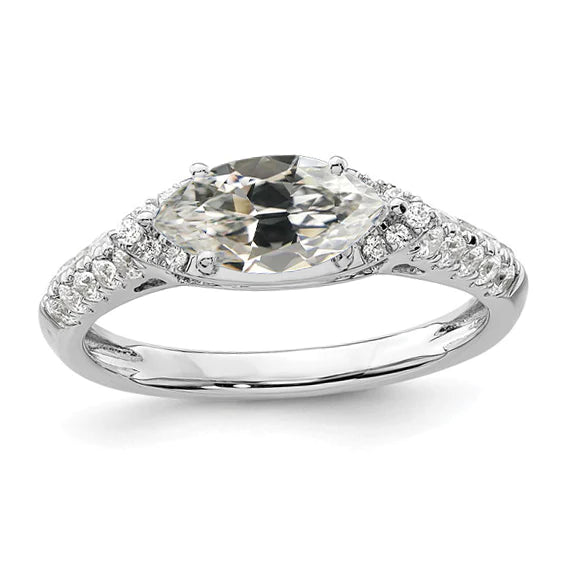 Marquise Old Mine Cut Echt Diamantring 4 Karat Damen Goldschmuck