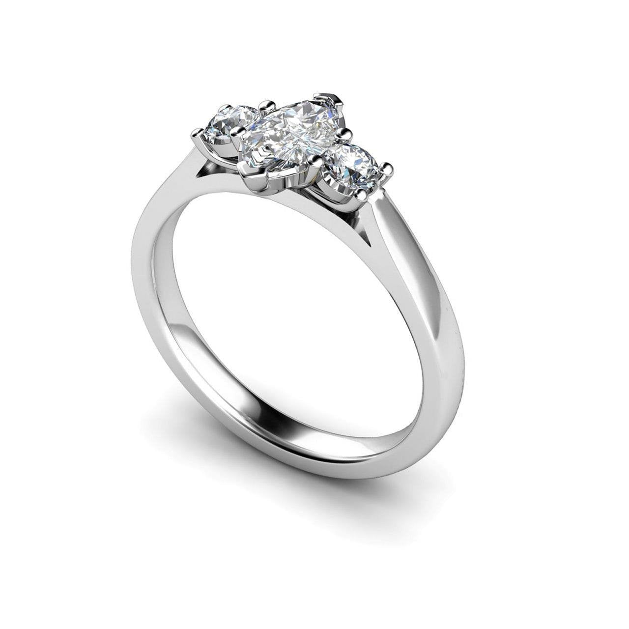 Marquise Und Rund Schliff 1,55 ct Natürliche Diamanten Ring Drei Steine
