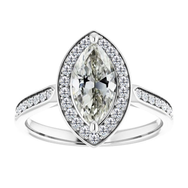 Marquise-Schliff Brillant Ring in 14K Weißgold – Hauptansicht