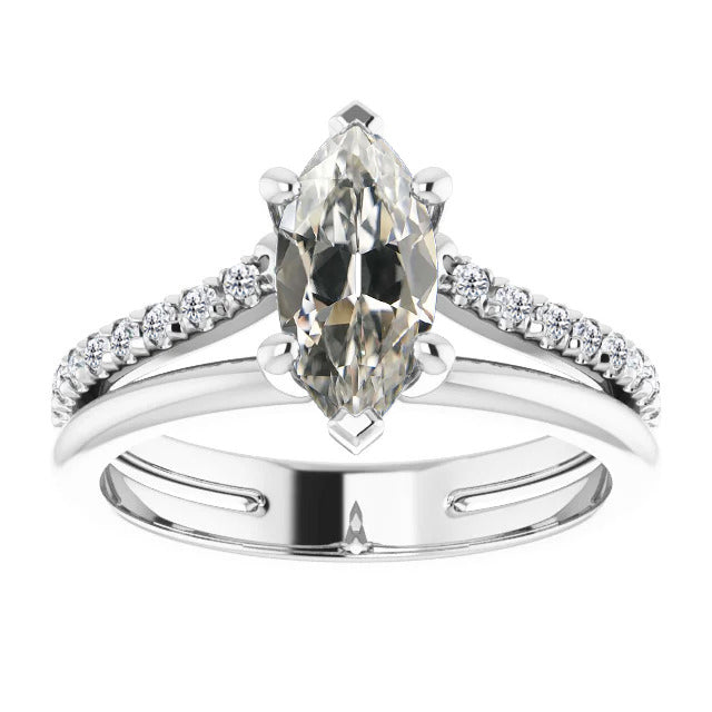 Echter Diamant Solitär-Ring mit Akzenten – Hauptansicht